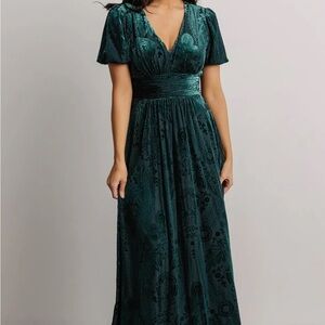 Baltic Born Leslie Velvet Maxi Dress 1X pine green